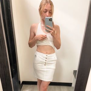 SOLD ❌ White/Cream Cotton/Jean Mini Pencil Skirt